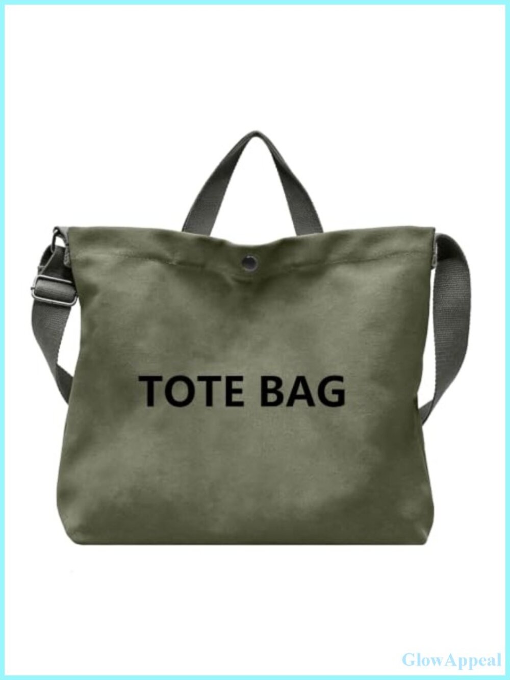 Large Canvas Tote Bag Cotton Crossbody Handbag Shoulder Bag with Pockets